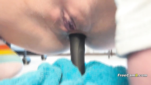 Fucking Her Ass With A Big Vibrator Until She Squirts Rough