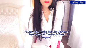 M'Lady Jessy-White Shirt Red Stockings Strip'n Tease