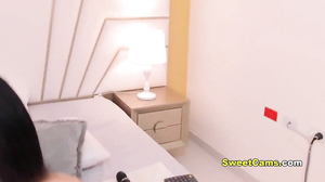 Hot petite girl fills her pussy with big dildos