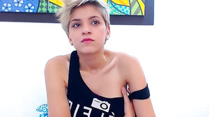 Busty blonde teen olaying pussy w vibrator