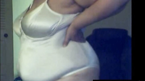 Big-Titted BBW Granny on Webcam in Satin Body Suit