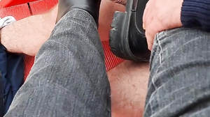 Beach Boot Job Hairy Guy Gets Cock Sucked In Black Boot