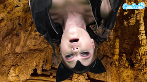 Hot Amateur Teen in Bat Costume Masturbates Upside down has Epic Orgasm