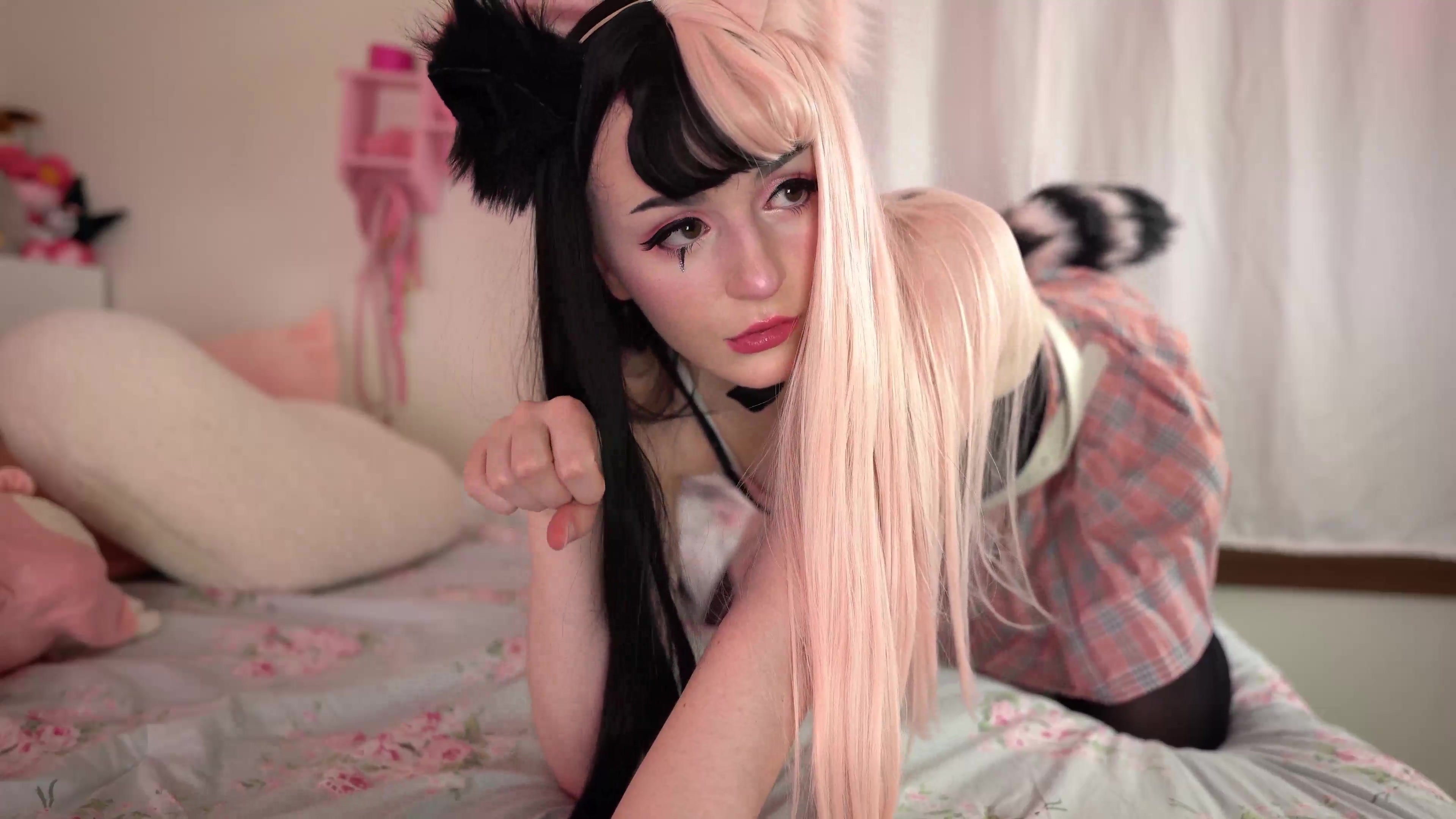 cat girl shows off