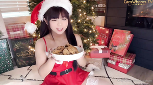 cute santa girl needs her milk and cookies