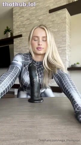 of/vegathompson blonde girl in black spiderman suit